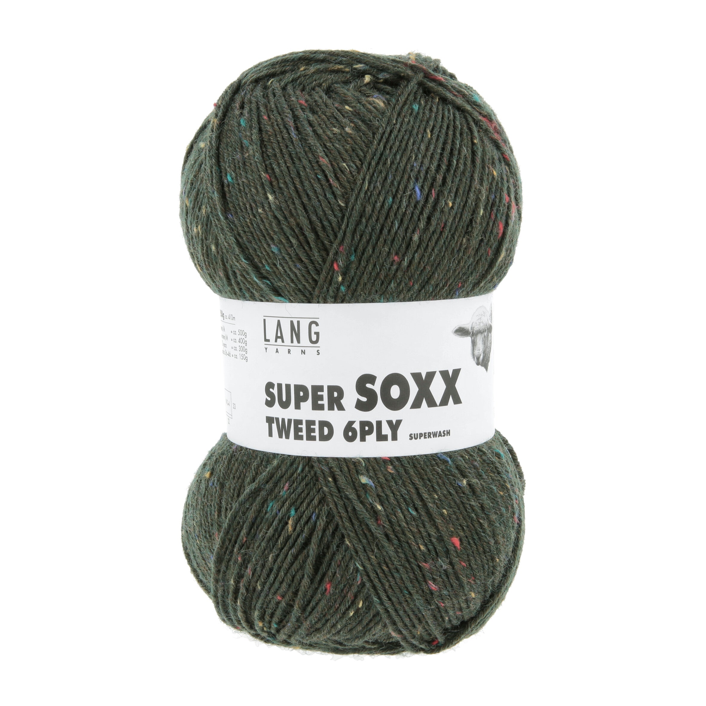 Lang Yarns Super Soxx Tweed 6-ply 18 Dark Green