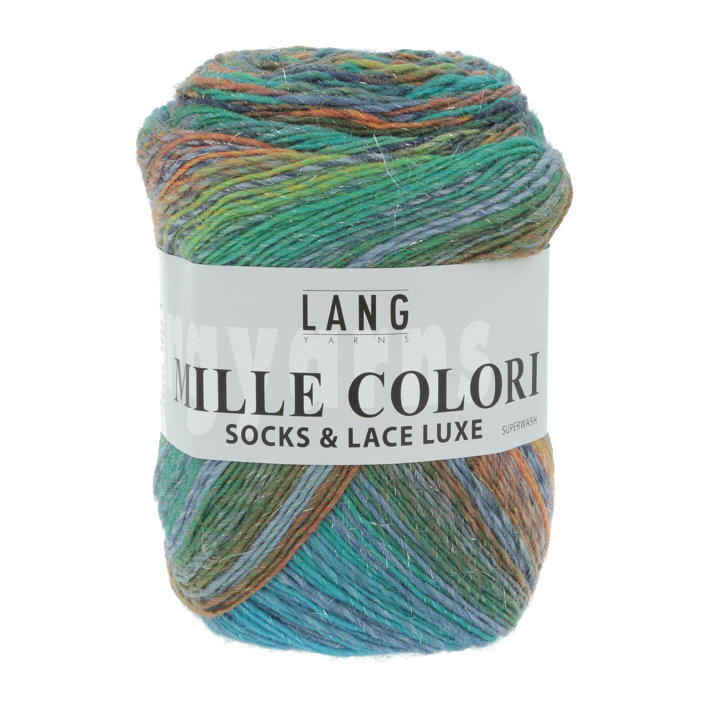 Lang Yarns Mille Colori Socks & Lace Multicolour T Luxe rquoise Green Orange
