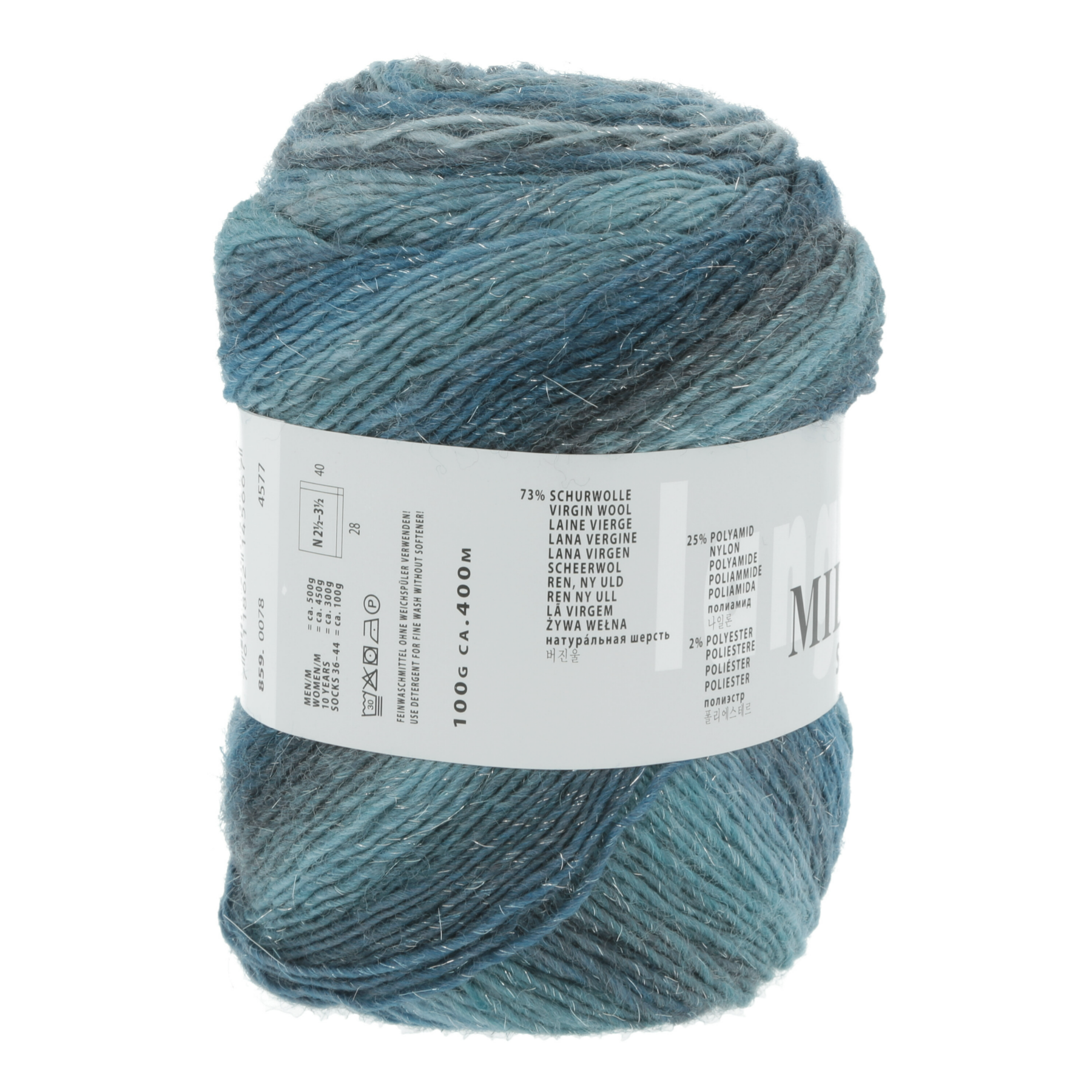 Lang Yarns Mille Colori Socks & Lace Luxe 78 Turquoise Petrol silver