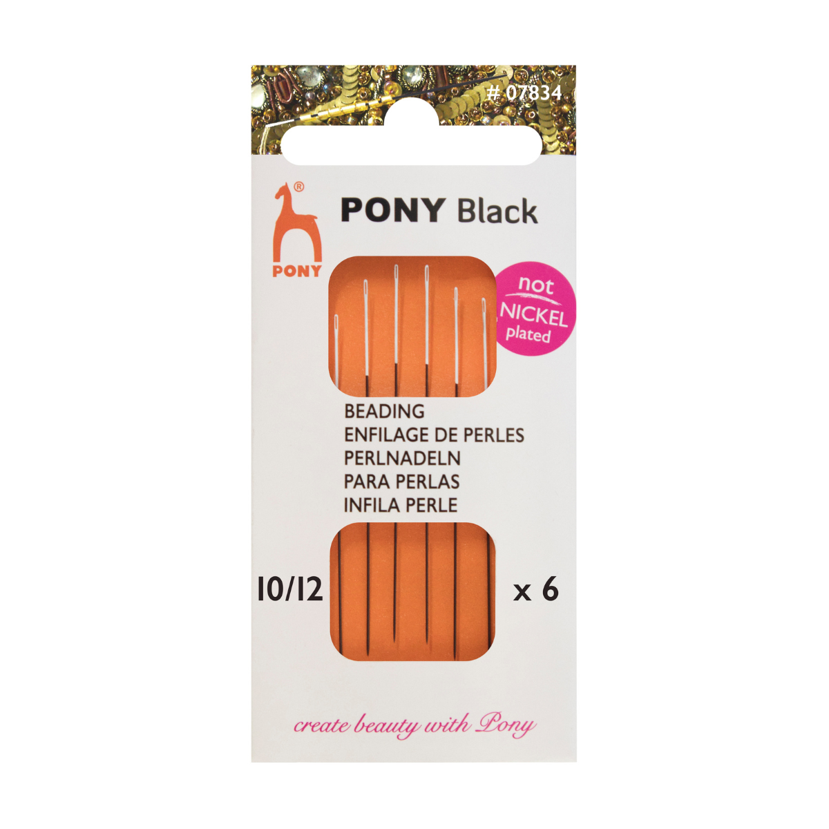 Pony Black Perlenåle Str. 10/12 (6 stk)