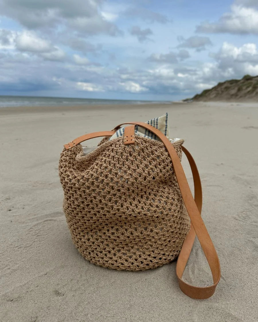 Læderstropper Natur French Market bag Petiteknit