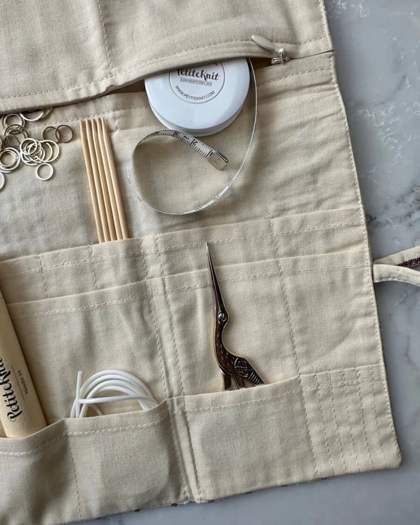 PetiteKnit Knitters needle case to go seersucker Twin Stripe