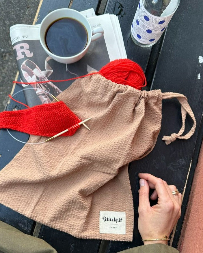 Knitter's String Bag - Praline Seesucker