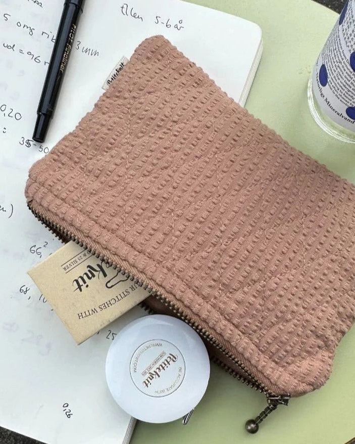 Knitter's Tool Purse - Praline Seersucker