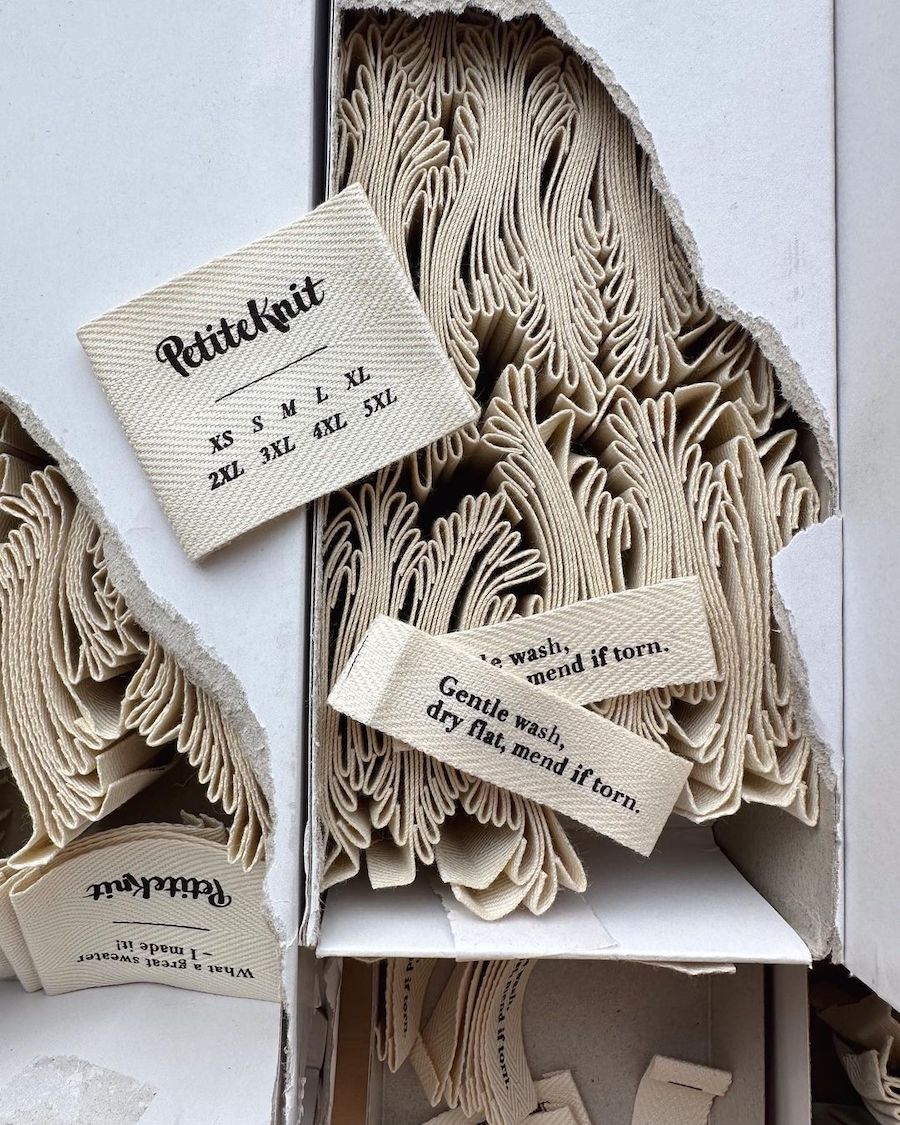 PetiteKnit Label Gentle Was Dry Flat Mend If Torn