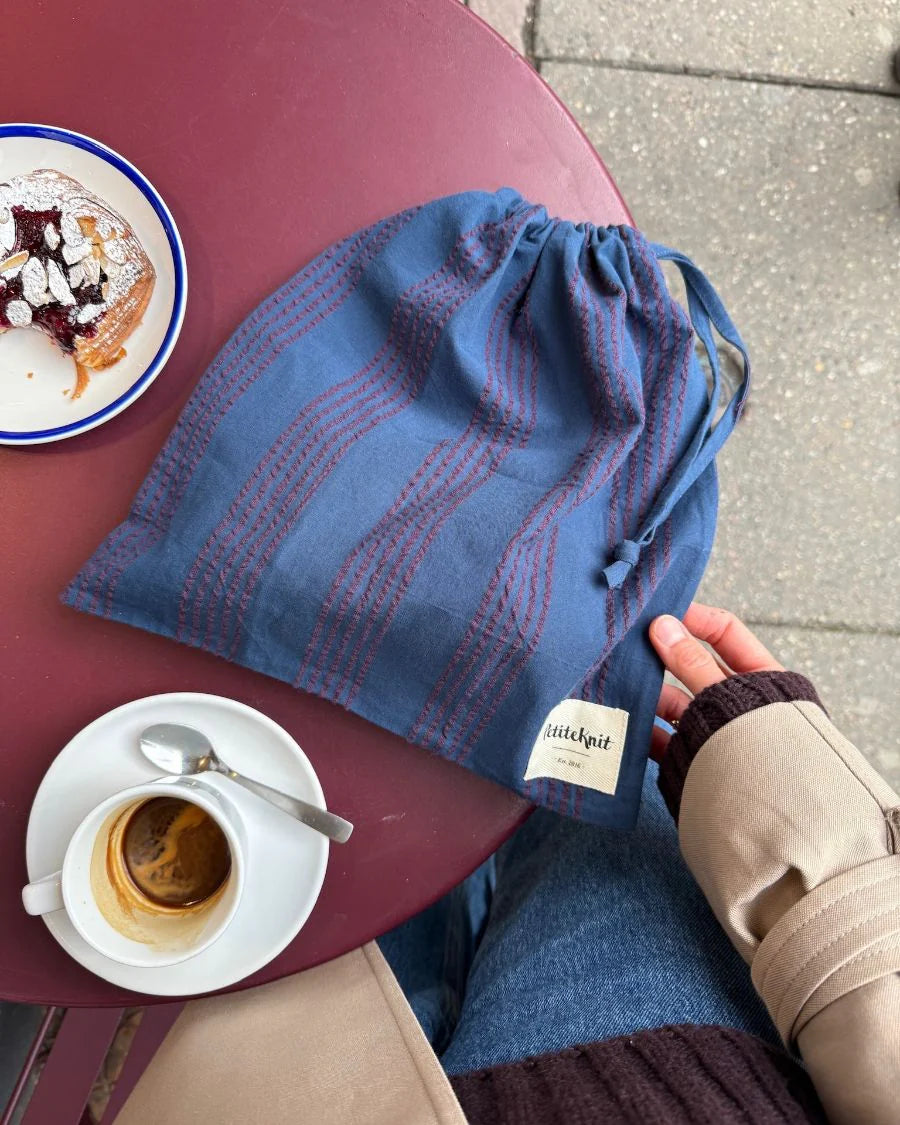 PetiteKnit Knitter's String bag - Night Shadow mørkeblå/ Bordeaux