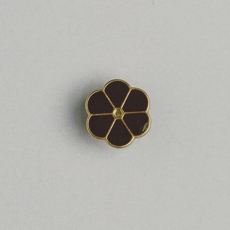 Metal Blomst Knap Brun (15 mm)
