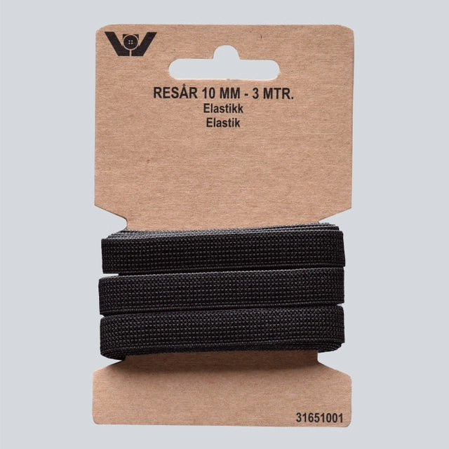 Elastik 10 mm 3 meter sort