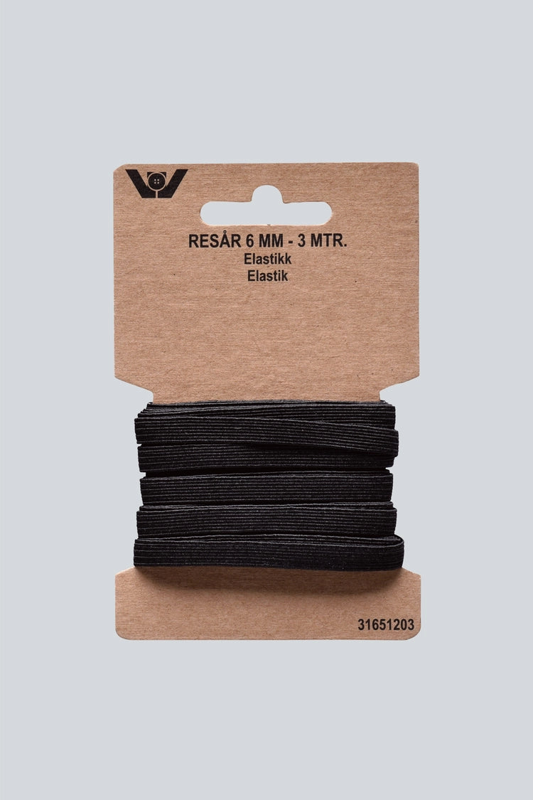 Elastik 6mm 3meter Sort