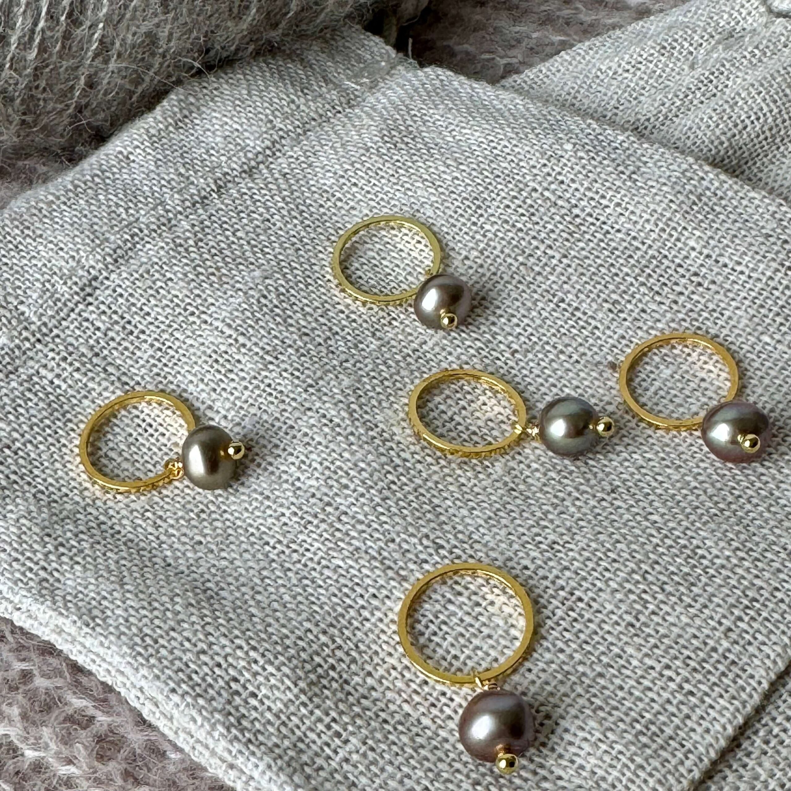 Maskemarkør Ferskvandsperle Beige Guld