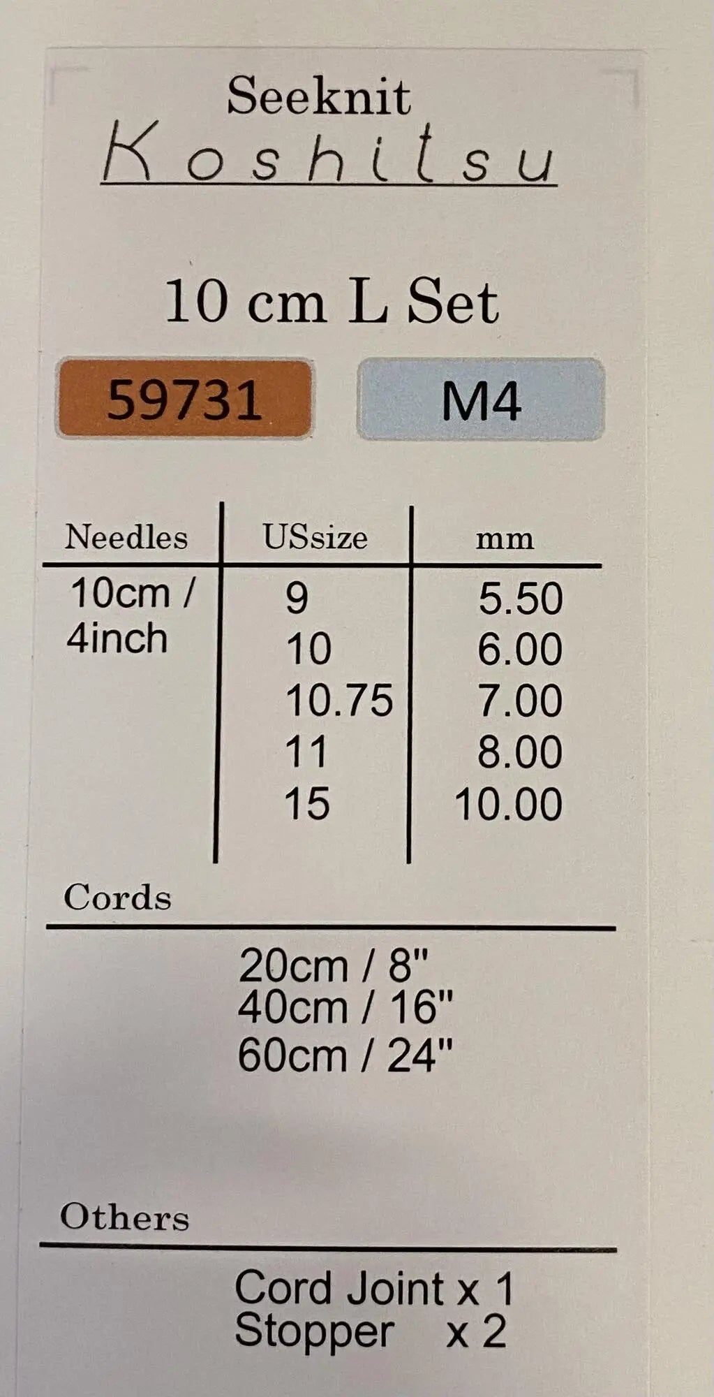 M4 Jumbo Sæt - 10 cm, 5 str. - Koshitsu