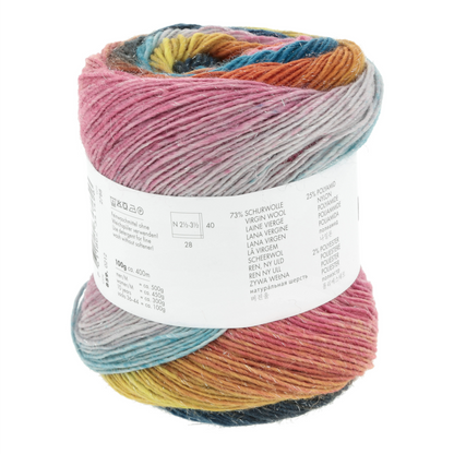 Lang Yarns Mille Colori Socks & Lace Luxe 212 Turquoise Pink Yellow