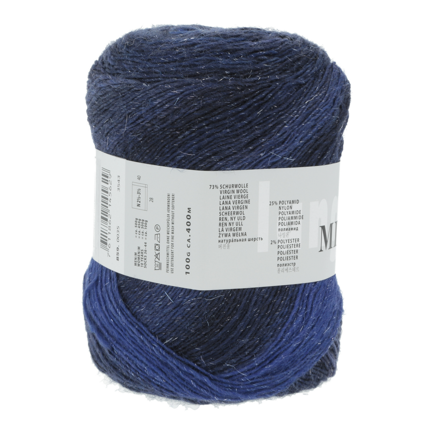 Lang Yarns Mille Colori Socks & Lace Luxe 35 Blue Marine Silver