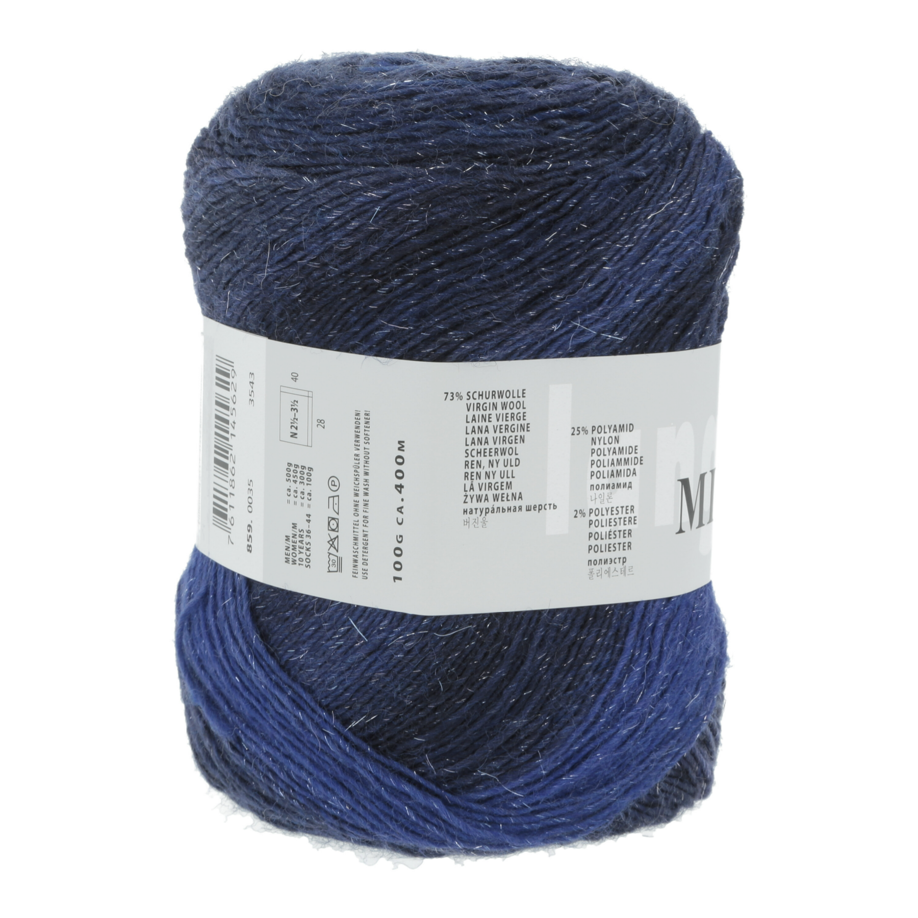 Lang Yarns Mille Colori Socks & Lace Luxe 35 Blue Marine Silver