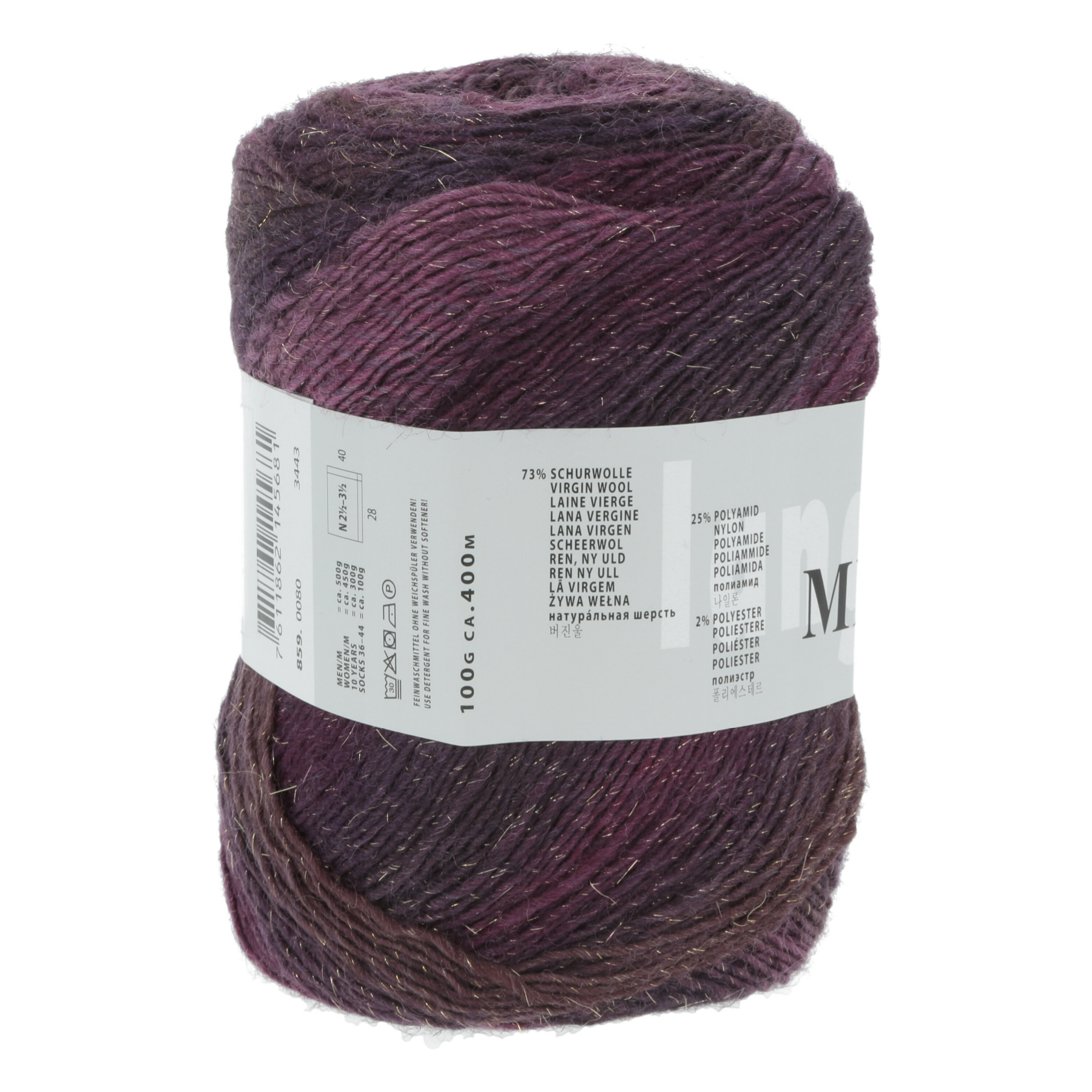 Lang Yarns Mille Colori Socks & Lace Luxe 80 Eggplant gold