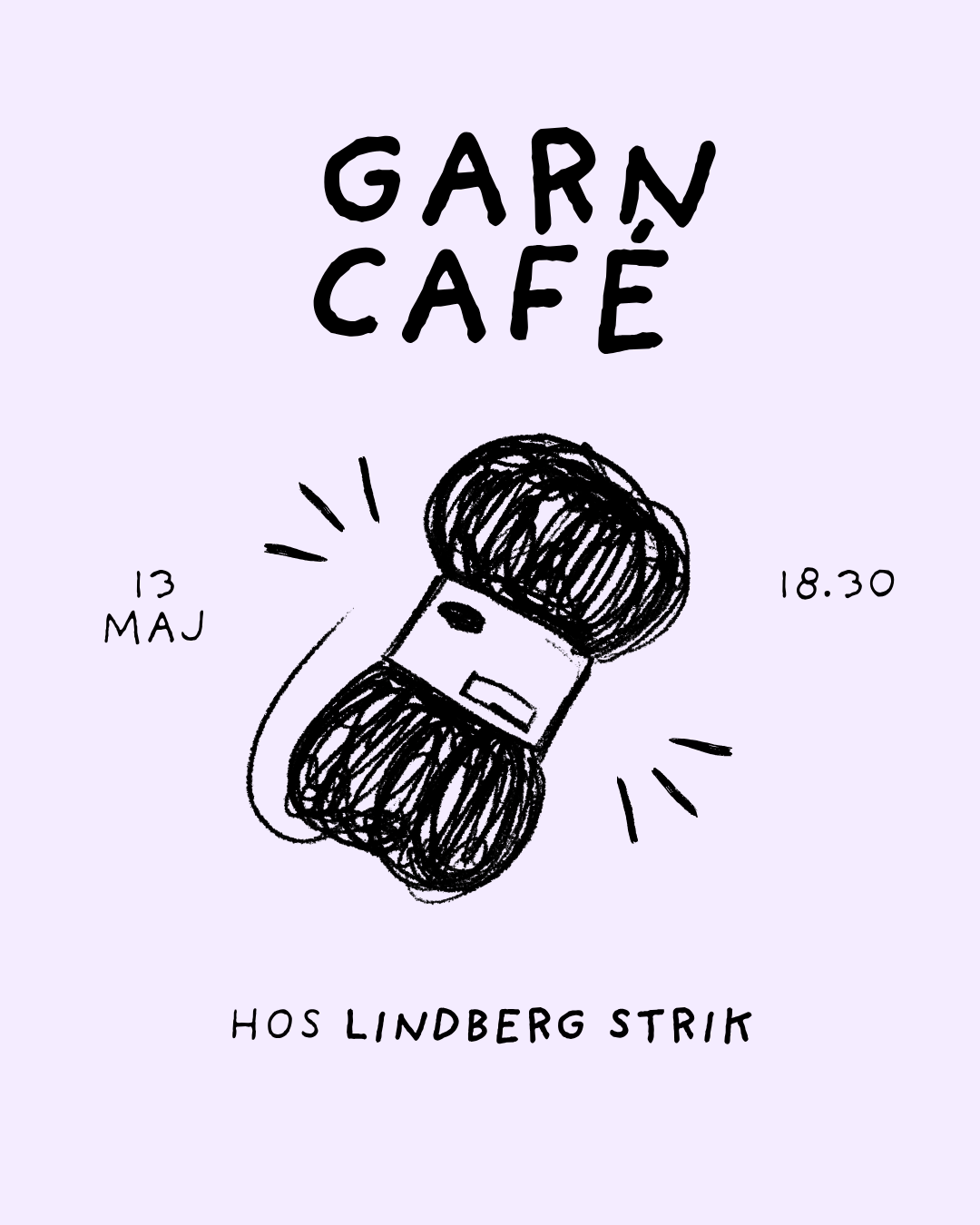 Illustration af garnnøgle til garncafé hos Lindberg Strik strikkeevent