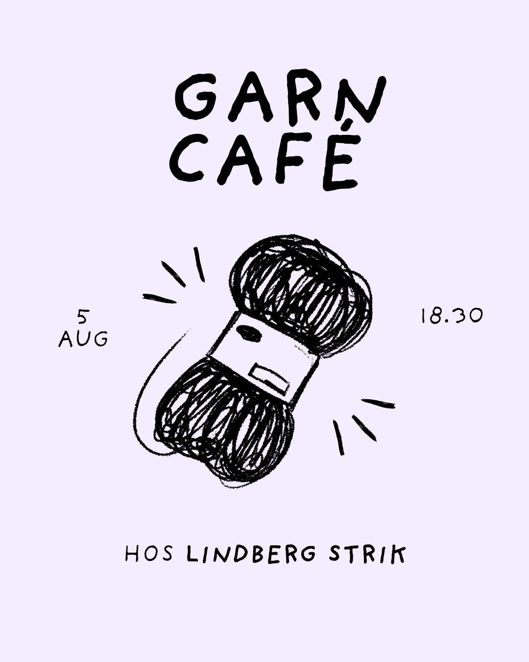 Illustration af garnnøgle til garncafé hos Lindberg Strik strikkeevent