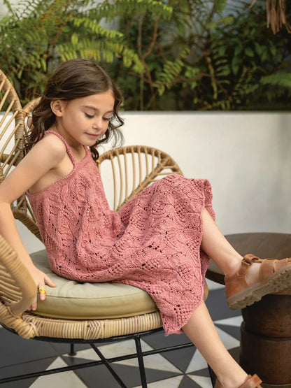 Sandnes Opskrift 2503 -4 Summer Dress Junior Mandarin Petit Tynn Line Pind 3 1/ 21 masker ovenfra og ned Rutineret