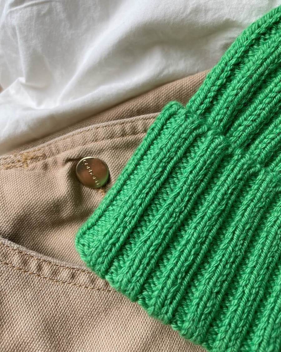 PetiteKnit Hipsterhuen doublesunday Grøn detalje