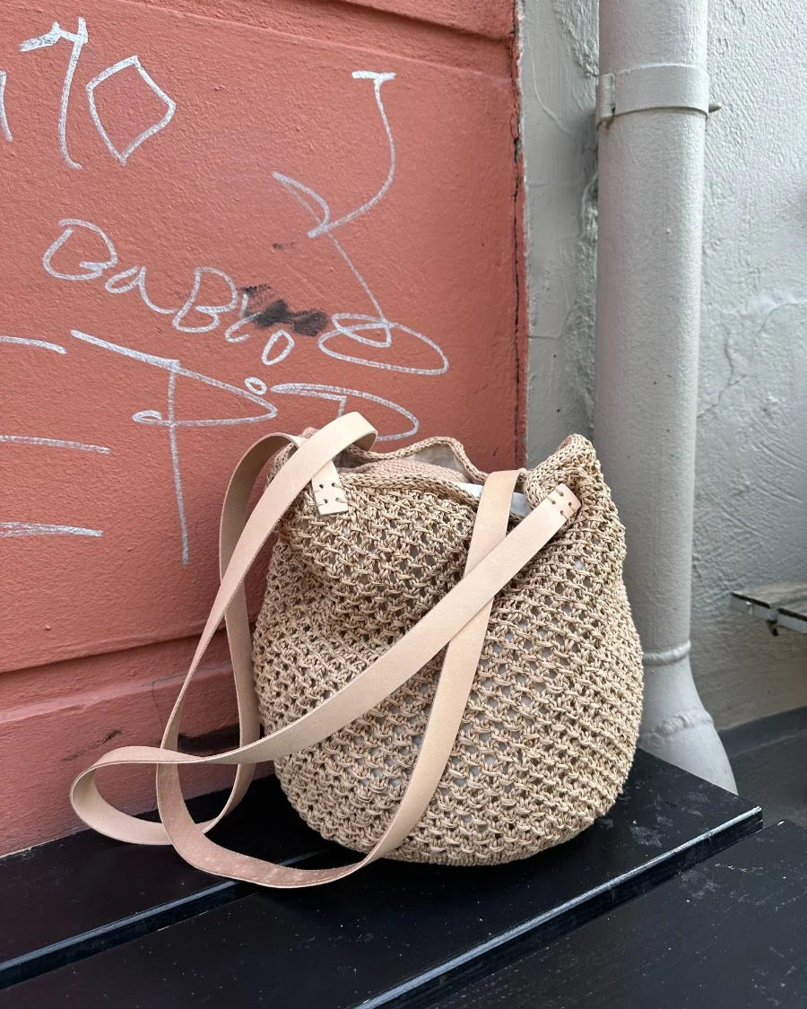 Læderstropper Natur French Market bag Petiteknit