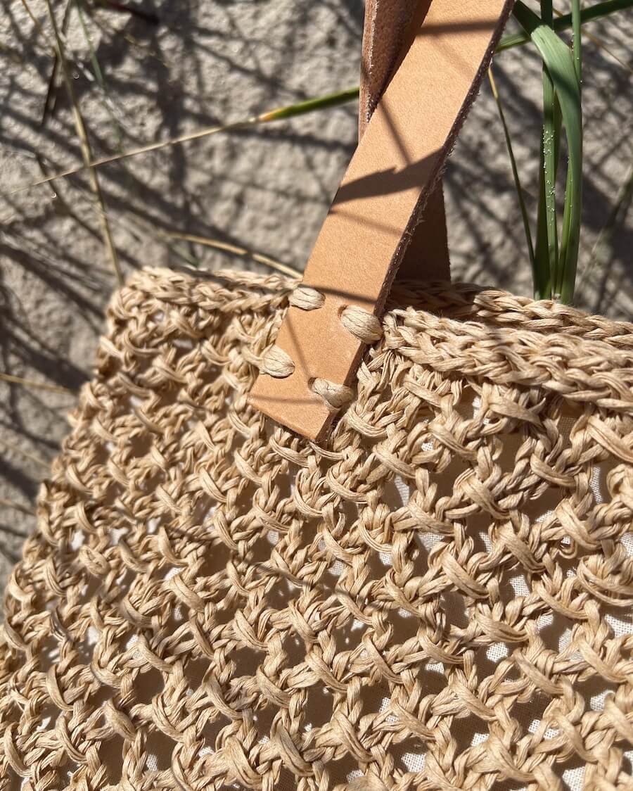 Læderstropper Natur French Market bag Petiteknit