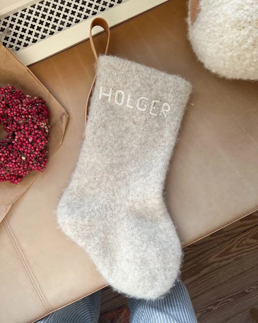 Petiteknit Læderstrop i læder Julesok, Celeste Julesok og December Stocking