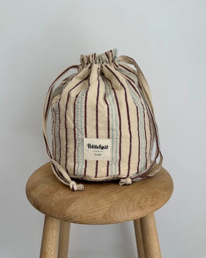PetiteKnit Knitters Project Bag - Seersucker Twin Stripe