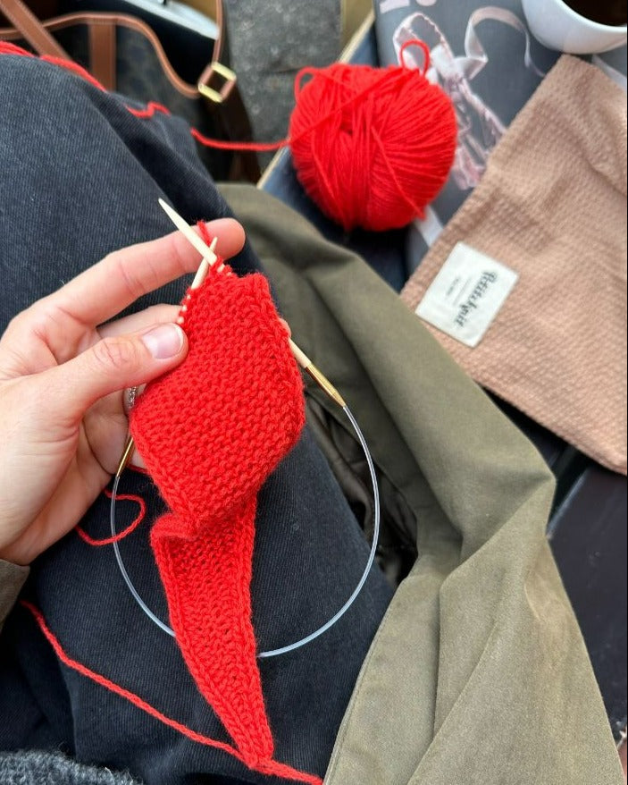 Knitter's String Bag - Praline Seesucker
