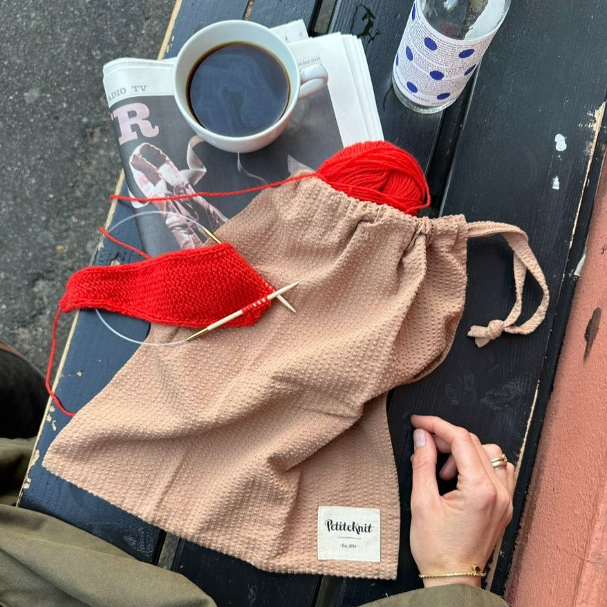 Knitter's String Bag - Praline Seesucker