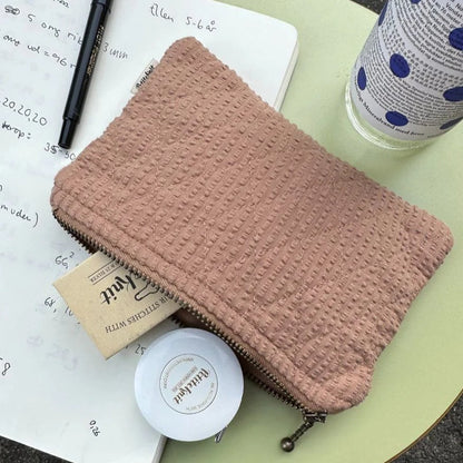 Knitter's Tool Purse - Praline Seersucker