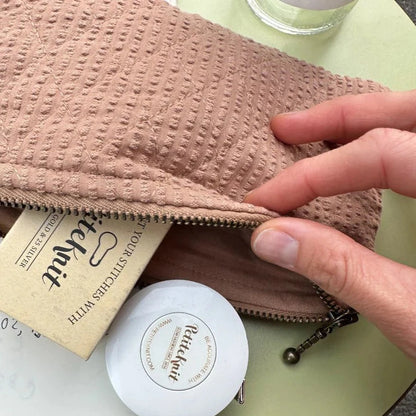 Knitter's Tool Purse - Praline Seersucker