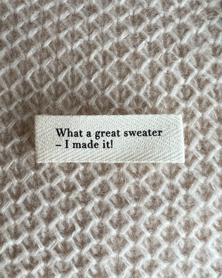 PetiteKnit Label What A Great Sweater I Made It
