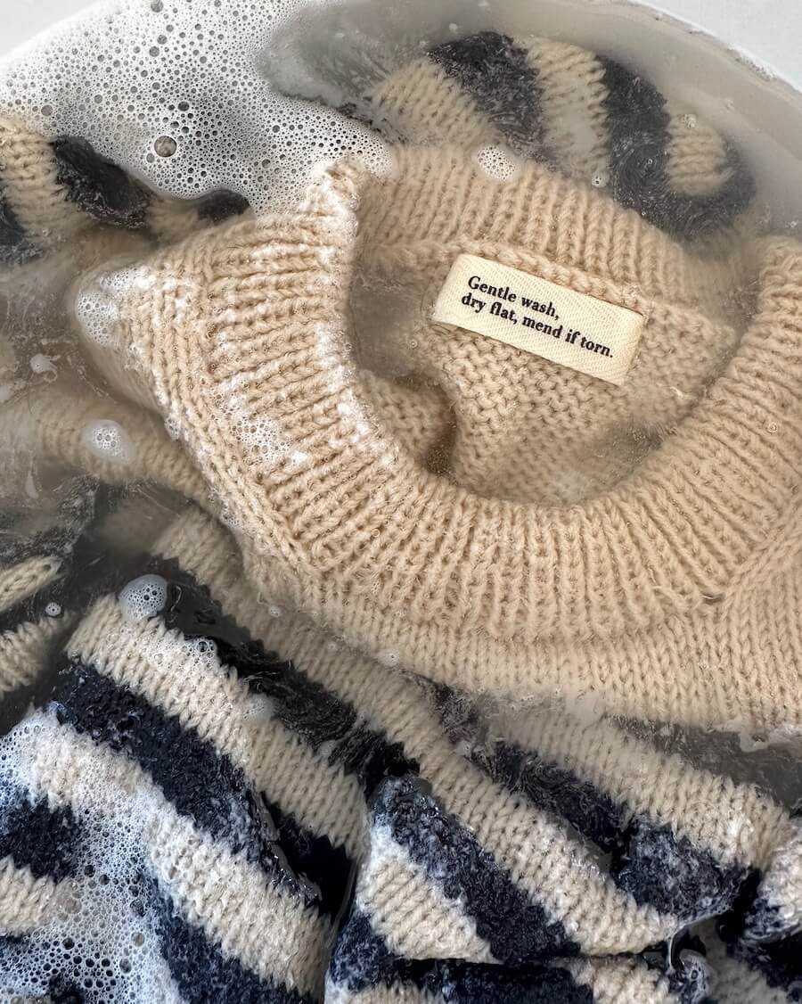 PetiteKnit Label Gentle Was Dry Flat Mend If Torn