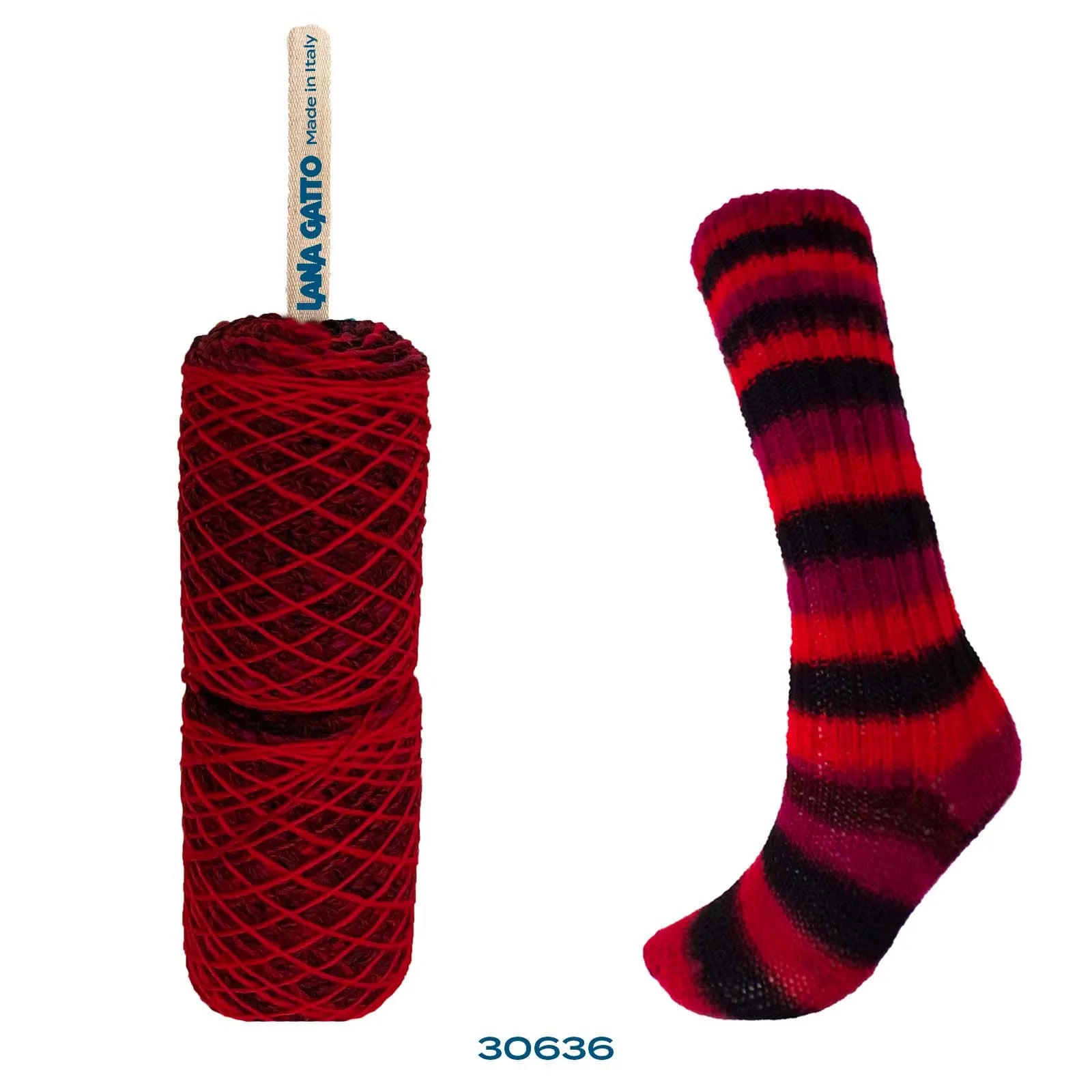 Lana Gatto Merino Socks 30636 Rød Mix