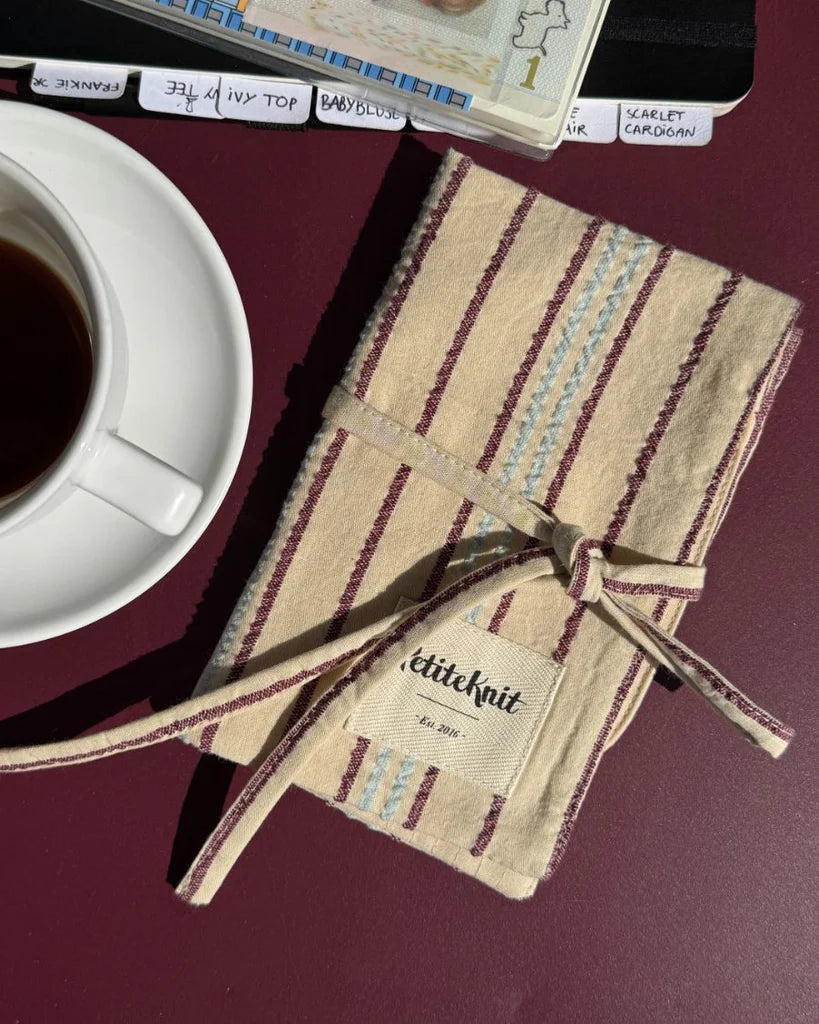 PetiteKnit Knitters needle case to go seersucker Twin Stripe