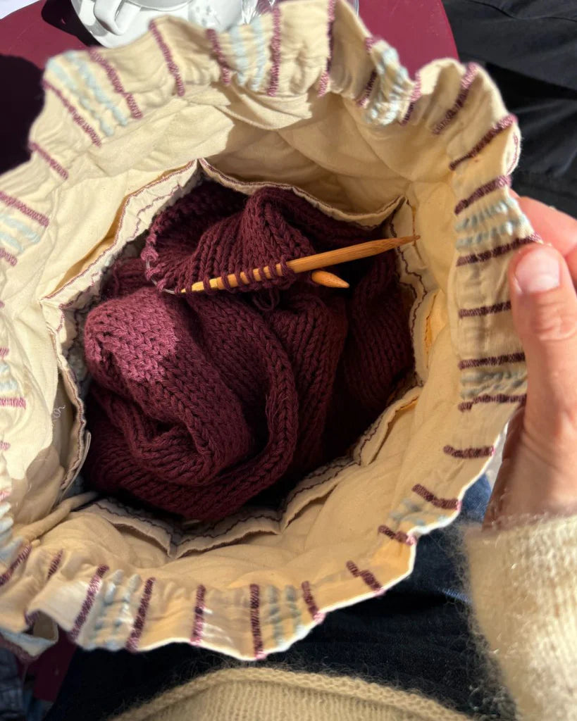PetiteKnit Knitters Project Bag - Seersucker Twin Stripe