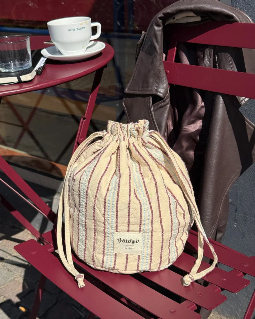 PetiteKnit Knitters Project Bag - Seersucker Twin Stripe