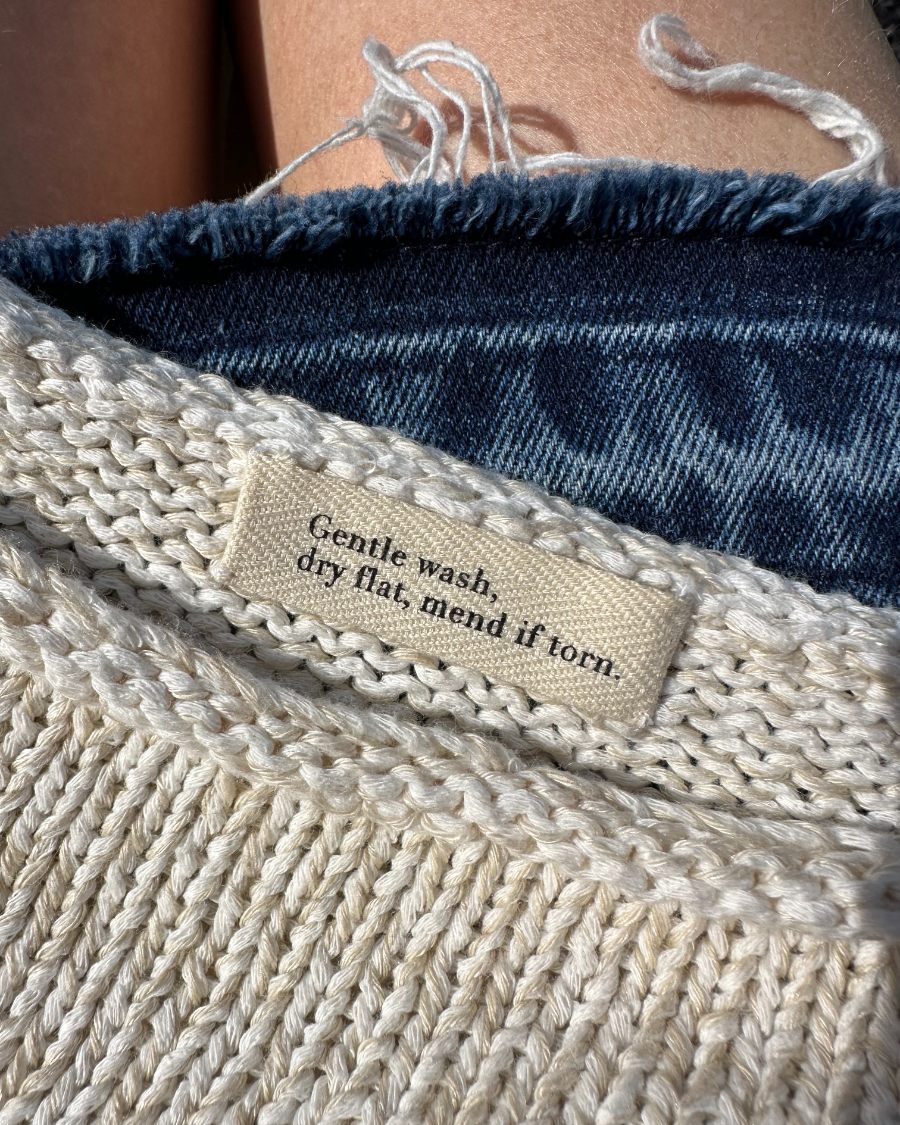 PetiteKnit Label Gentle Was Dry Flat Mend If Torn