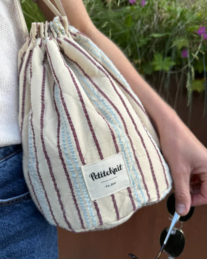 PetiteKnit Knitters Project Bag - Seersucker Twin Stripe