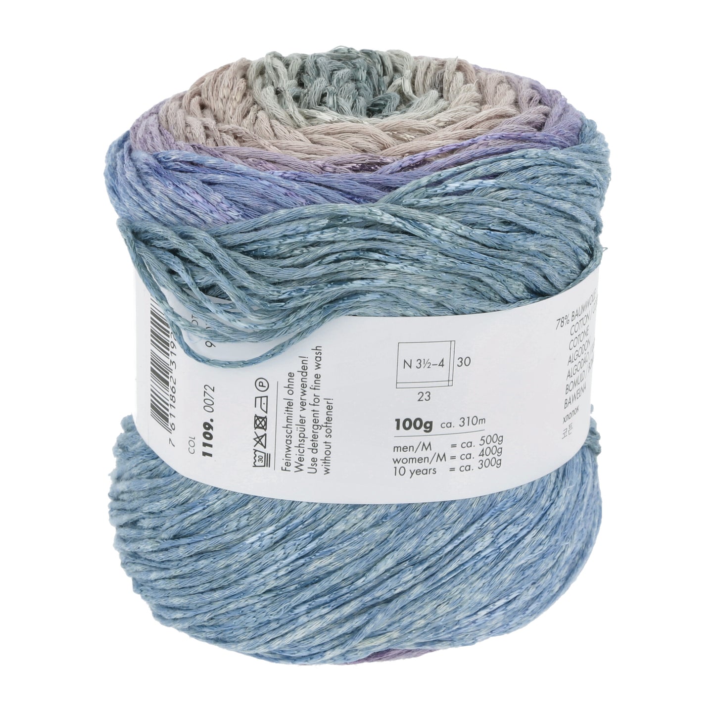 Lang Yarns Paradise 72 Aqua Lilac Rose